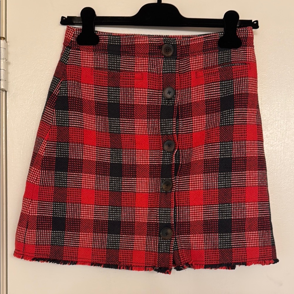 10 Crosby Derek Lam Red and Black Mini A-line Skirt for Casual Work